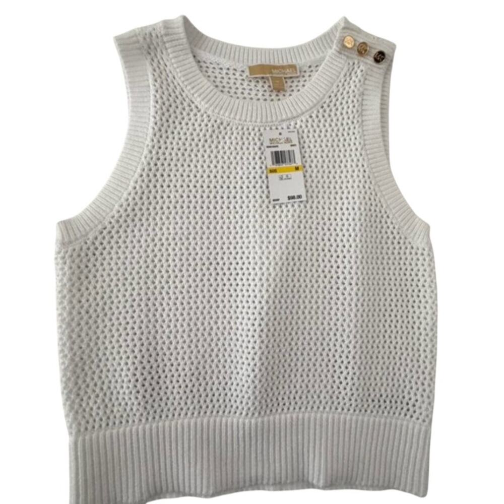 Michael Kors NEW Sleeveless Open Knit Sweater, Med